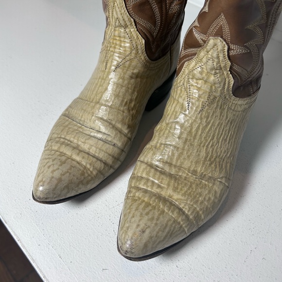 Vintage Tony Lama Gold Label Exotic Leather Western Cowboy Boots Women’s 6.5–7 - Picture 4 of 9
